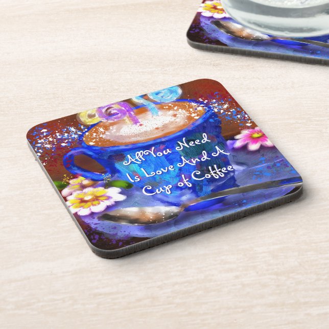 Porta-copo Whimsical Cup of Coffee Floral Personalized (Left Side)