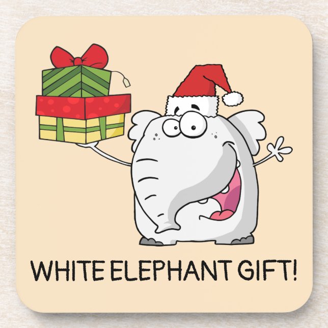 Porta-copo White Elephant Santa Hat dá cartoon (Frente)