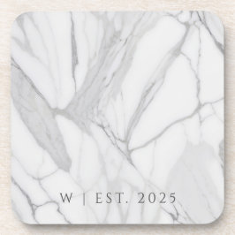 Porta-copo White Gray Personalized Marble Texture Family