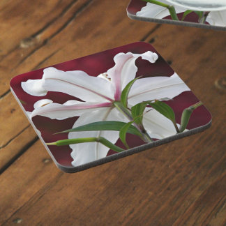Porta-copo White Oriental Lily Bloom Floral