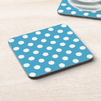 White Polka Dots on Peacock Blue Background