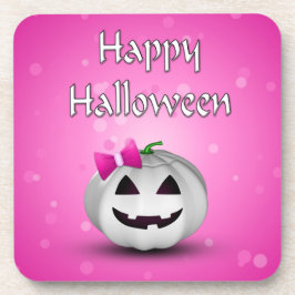 Porta-copo White Pumpkin Pink Girly Halloween