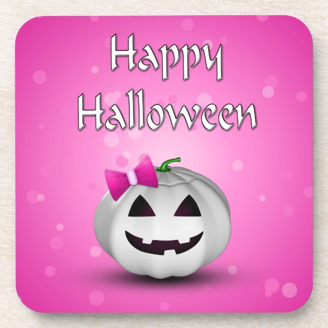 Porta-copo White Pumpkin Pink Girly Halloween (Frente)