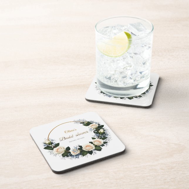 Porta-copo White Roses & Blue Baby’s Breath  (Lado Direito)