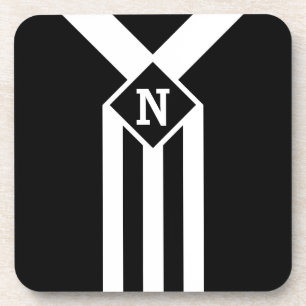 Porta-copo White Stripes e Chevrons a preto com monograma