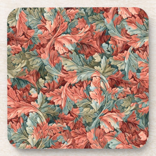 Porta-copo William Morris Acanthus Botânico Vermelho Verde