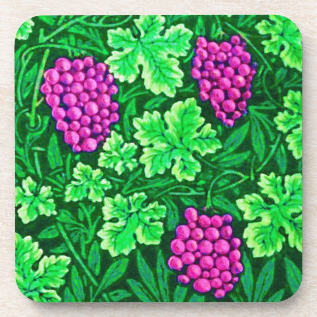Porta-copo William Morris Grapevine, Magenta e Green (Frente)