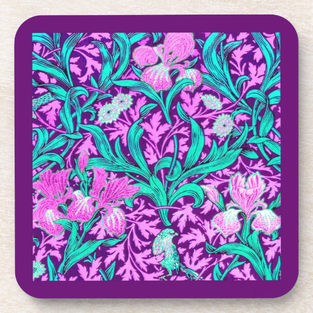 Porta-copo William Morris Irises, Ametista Roxo (Frente)