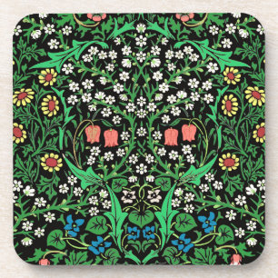 Porta-copo William Morris Jacobean Floral, Fundo Negro