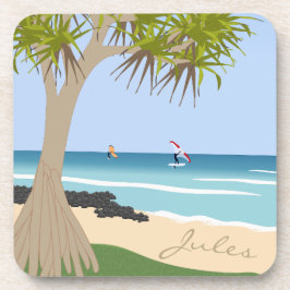 Porta-copo Wing Foil Surfers Pandanus Tree na praia adiciona