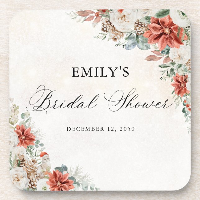 Porta-copo Winter Bridal Shower Coaster (Frente)
