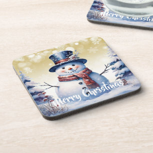 Porta-copo Winter Forest Snowman Natal   DOURADO