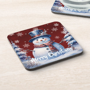 Porta-copo Winter Forest Snowman Natal Vermelha