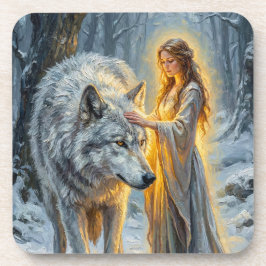 Porta-copo Winter Goddess & White Wolf