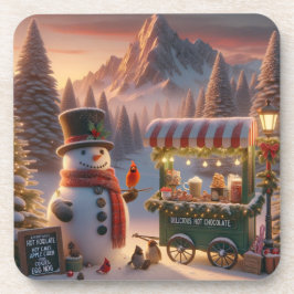 Porta-copo Winter Wonderland Snowman's Hot Chocolate Cart