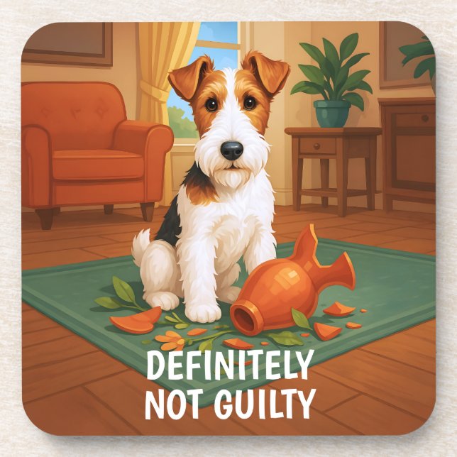 Porta-copo Wire Fox Terrier - Definitely Not Guilty (Frente)