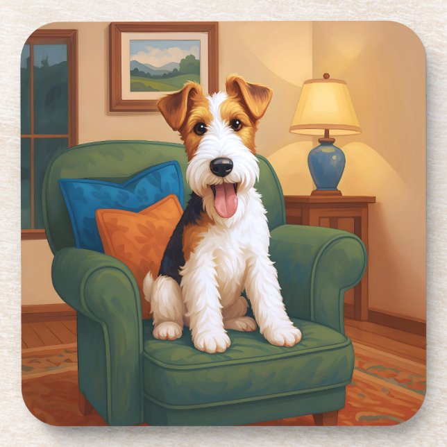 Porta-copo Wire Fox Terrier - This Seat's Taken (Frente)