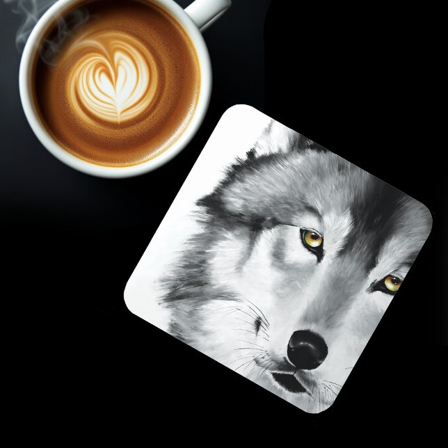 Porta-copo Wolf Retrato Preto Branco (Criador carregado)