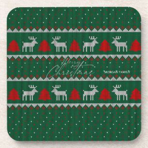 Porta-copo Wonderland de inverno, Reindeer Pine Tree Green