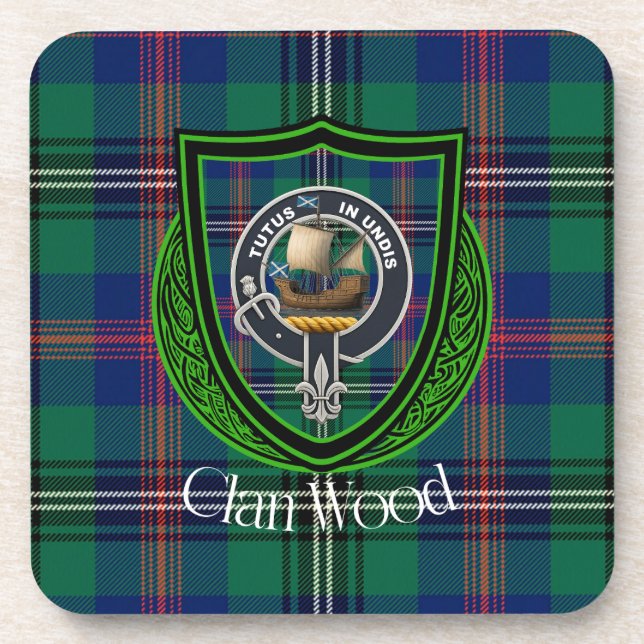 Porta-copo Wood Scottish Clan Tartan & Crest (Frente)