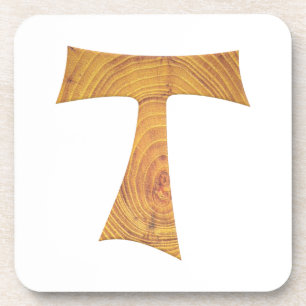 Porta-copo Wooden Look Franciscan Tau Cross