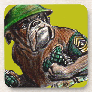 Porta-copo WWII bulldog dog soldier Sgt. Rover