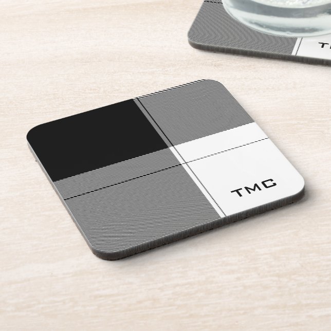 Porta-copo Xadrez Branca Negra Iniciais Moderna Pré-Disquete (Left Side)