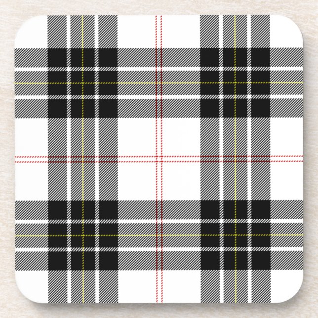 Porta-copo Xadrez branca preta de tartan MacPherson (Frente)