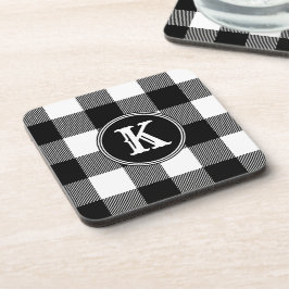 Porta-copo Xadrez de Buffalo Branco Negro Monograma Russo