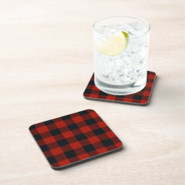 Porta-copo Xadrez de Buffalo de Gingham Negro e Vermelho