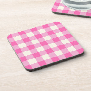 Porta-copo Xadrez de Cottagecore Rosa Gingham