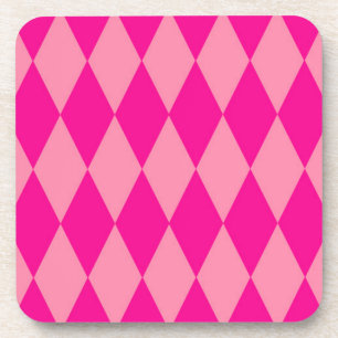 Porta-copo Xadrez de Diamantes Harlequim Rosa Claro e Escuro