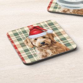Porta-copo Xadrez de Feriado de Cachorro de Goldendoodododle,