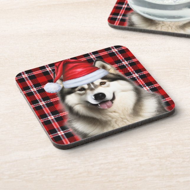 Porta-copo Xadrez de Feriado Malamute no Alaskan Themed Winte (Left Side)