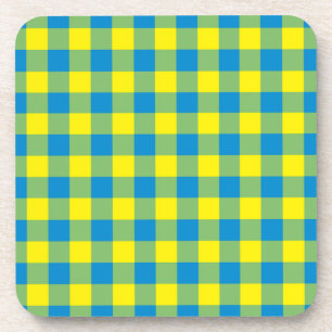 Porta-copo Xadrez Escocês Azul Amarelo Verde