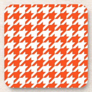 Porta-copo Xadrez Houndstooth Laranja Branco