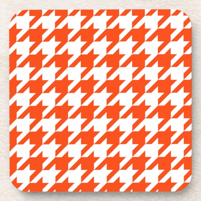 Porta-copo Xadrez Houndstooth Laranja Branco (Frente)
