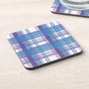 Porta-copo Xadrez Madras Azul e Roxo