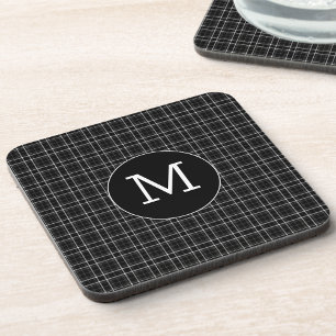 Porta-copo Xadrez Preto e Branco com Monograma 
