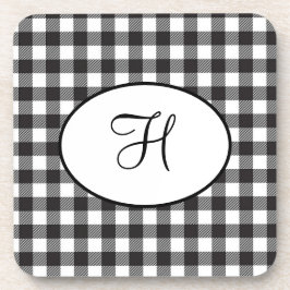 Porta-copo Xadrez Preto e Branco Monogramado Personalizado