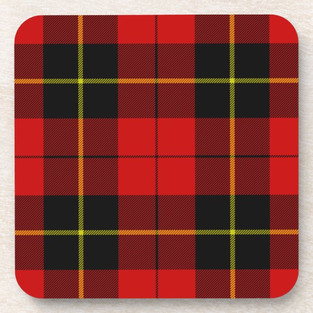 Porta-copo Xadrez preto Wallace Tartan (Frente)