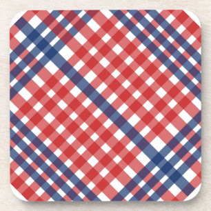 Porta-copo Xadrez Red White e Blue Gingham