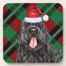 Porta-copo Xadrez Verde de Férias Negra Russa Terrier Cachorr