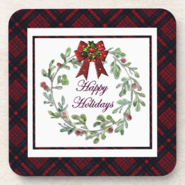 Porta-copo Xadrez Vermelha Feliz Feriados