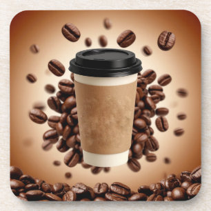 Porta-copo Xícara de café flutuante com grãos de café