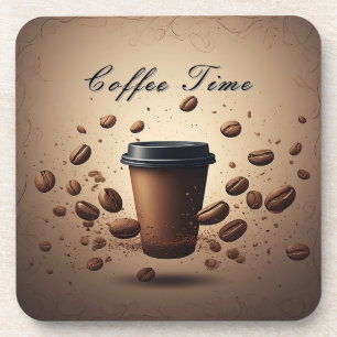 Porta-copo Xícara de café flutuante com grãos de café