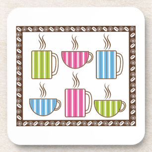 Porta-copo Xícaras de Café com Listras Finas