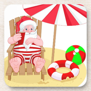 Porta-copo xmas Beach santa claus