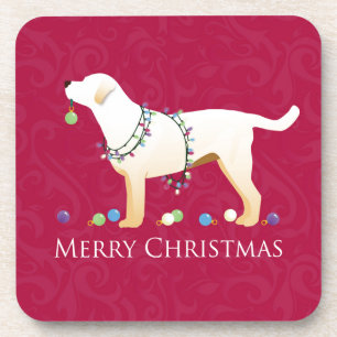 Porta-copo Yellow Labrador Retriever Feliz Design de Natal