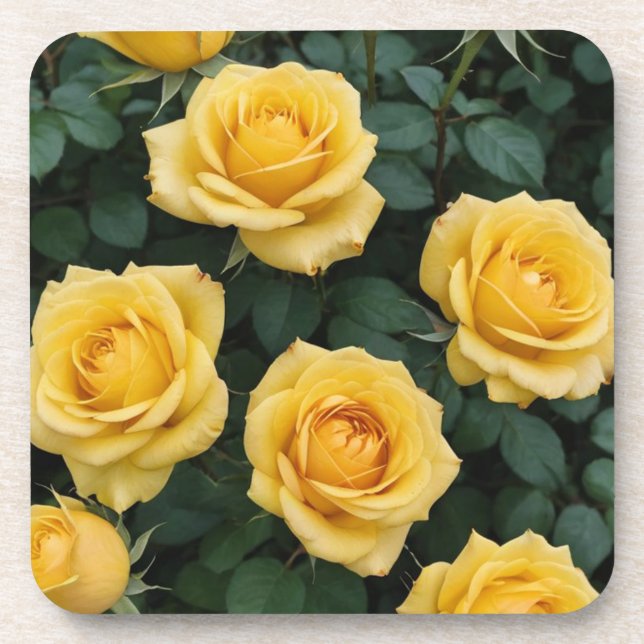 Porta-copo Yellow Roses Hard Plastic Coasters (Frente)